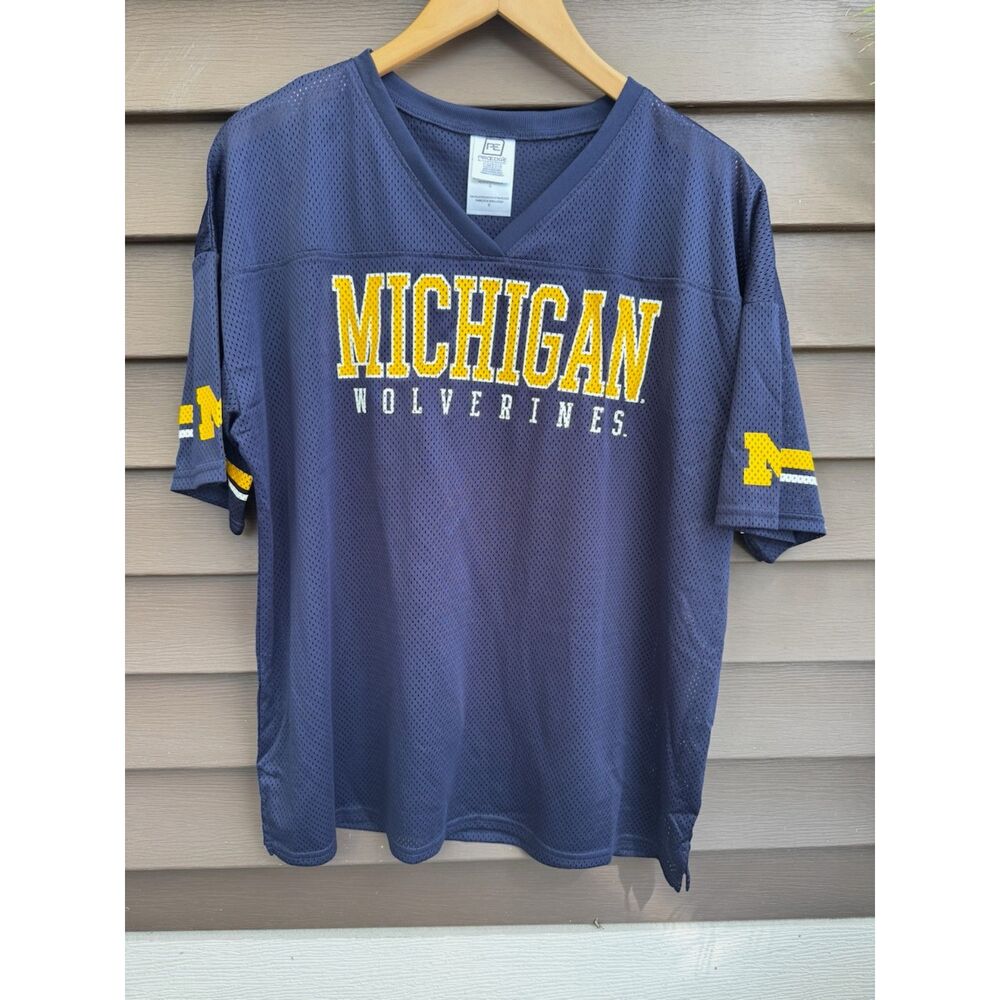 Vintage Michigan Wolverines U of M Mesh Jersey Protege Navy Maize Gold Large Y2K